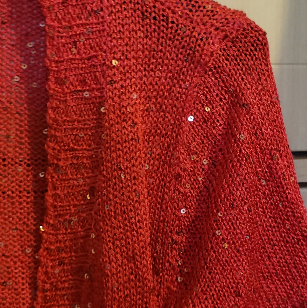 Orange glitter open sweater cardigan - Picture 4 of 10